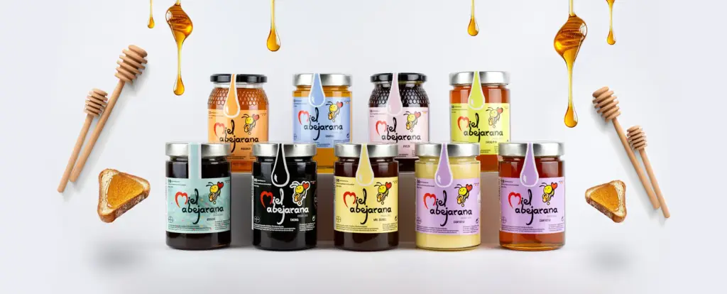 Tarros de miel artesanal Miel Abejarana con distintas variedades naturales y procedentes de apicultura sostenible