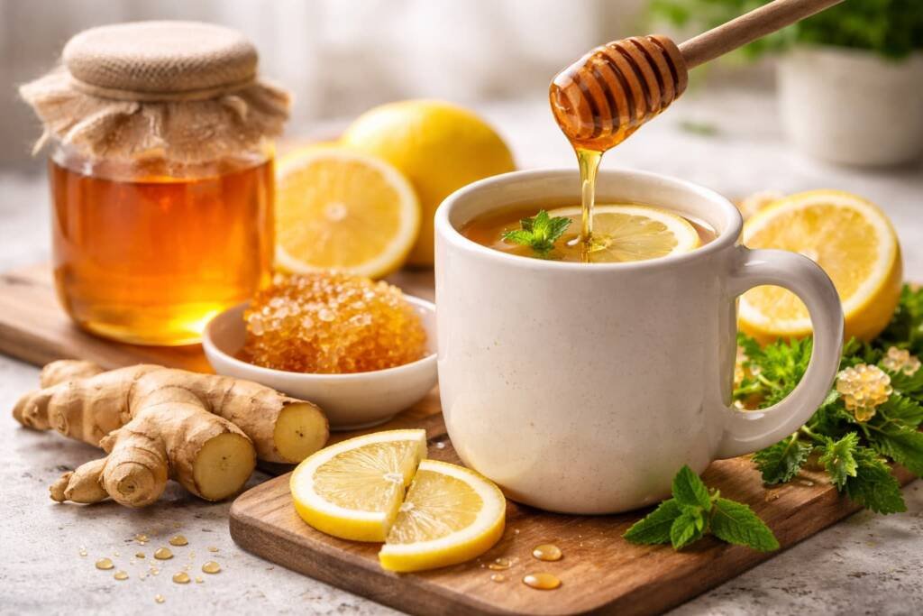 Remedios naturales para el resfrío miel jengibre y limón