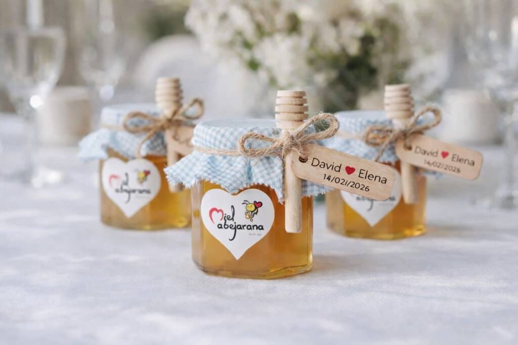 Tarros de miel personalizados para bodas
