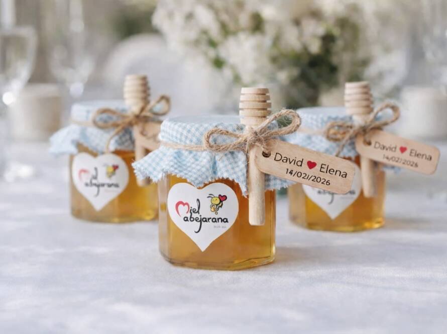 Tarros de miel personalizados para bodas